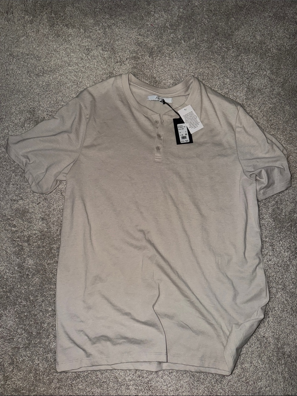 Joe's Jeans Short-Sleeve Henley in Light Beige